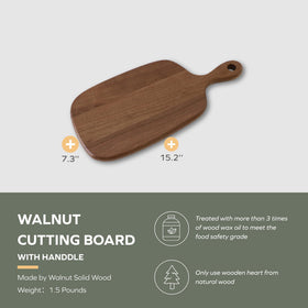 Muso Wood cutting board handle holes for easy hanging and storage.
