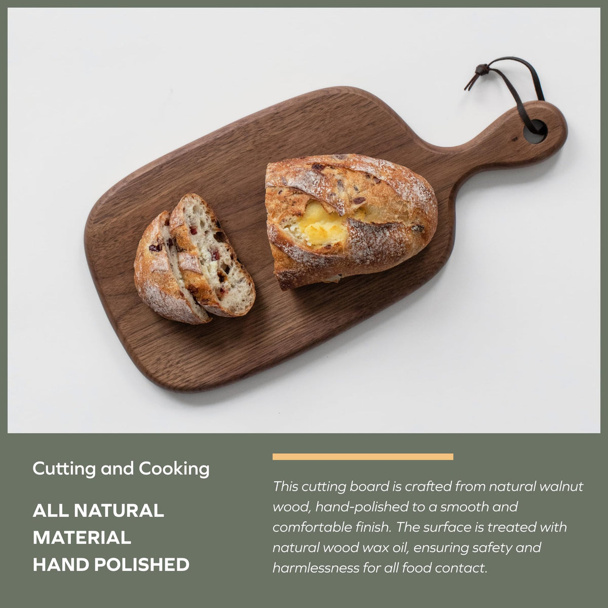 Muso Wood reversible board showing one side for chopping and other for charcuterie.