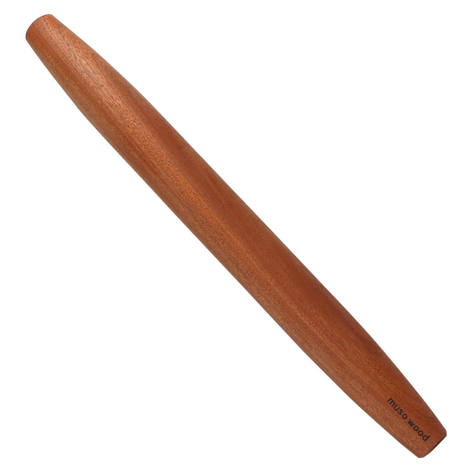 Muso Wood Sapele rolling pin 17.5 inches for even dough rollout.