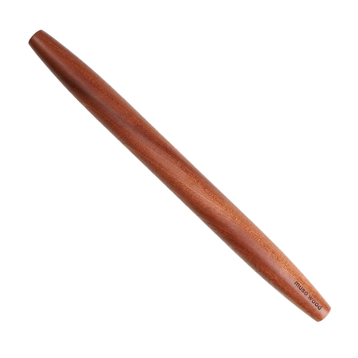 Muso Wood Sapele rolling pin full length for even dough and consistent results.