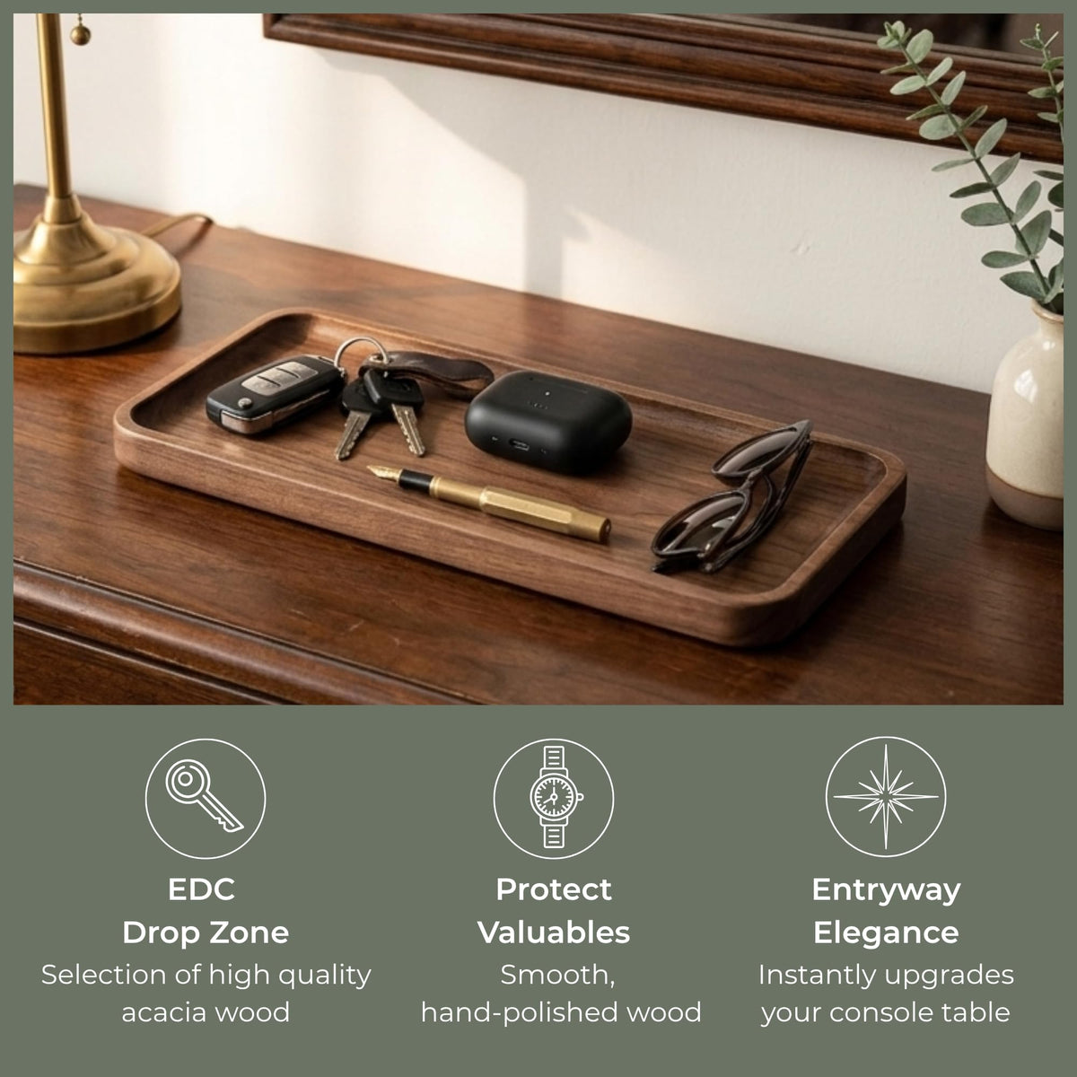 Muso Wood walnut tray shown in kitchen scene for daily use