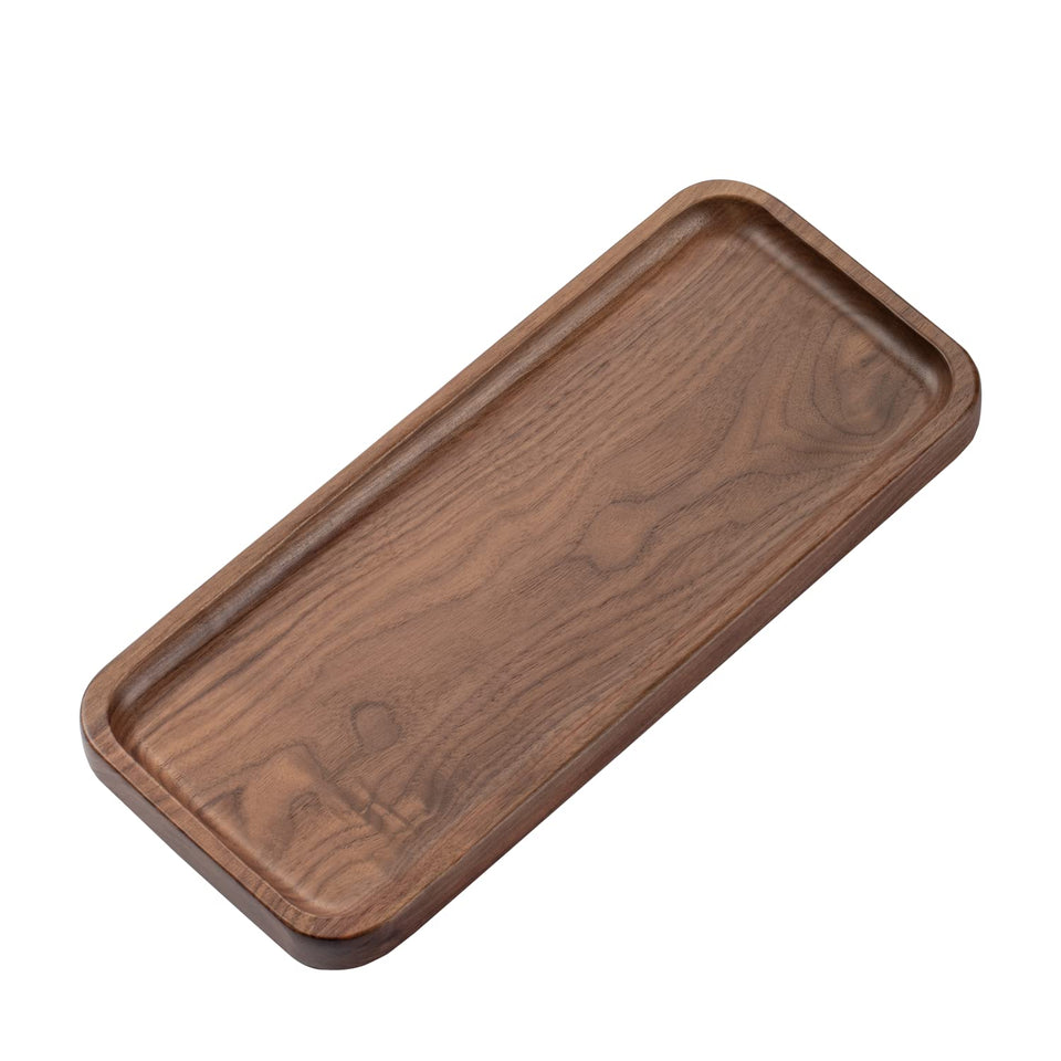 Muso Wood walnut serving tray top view with natural grain