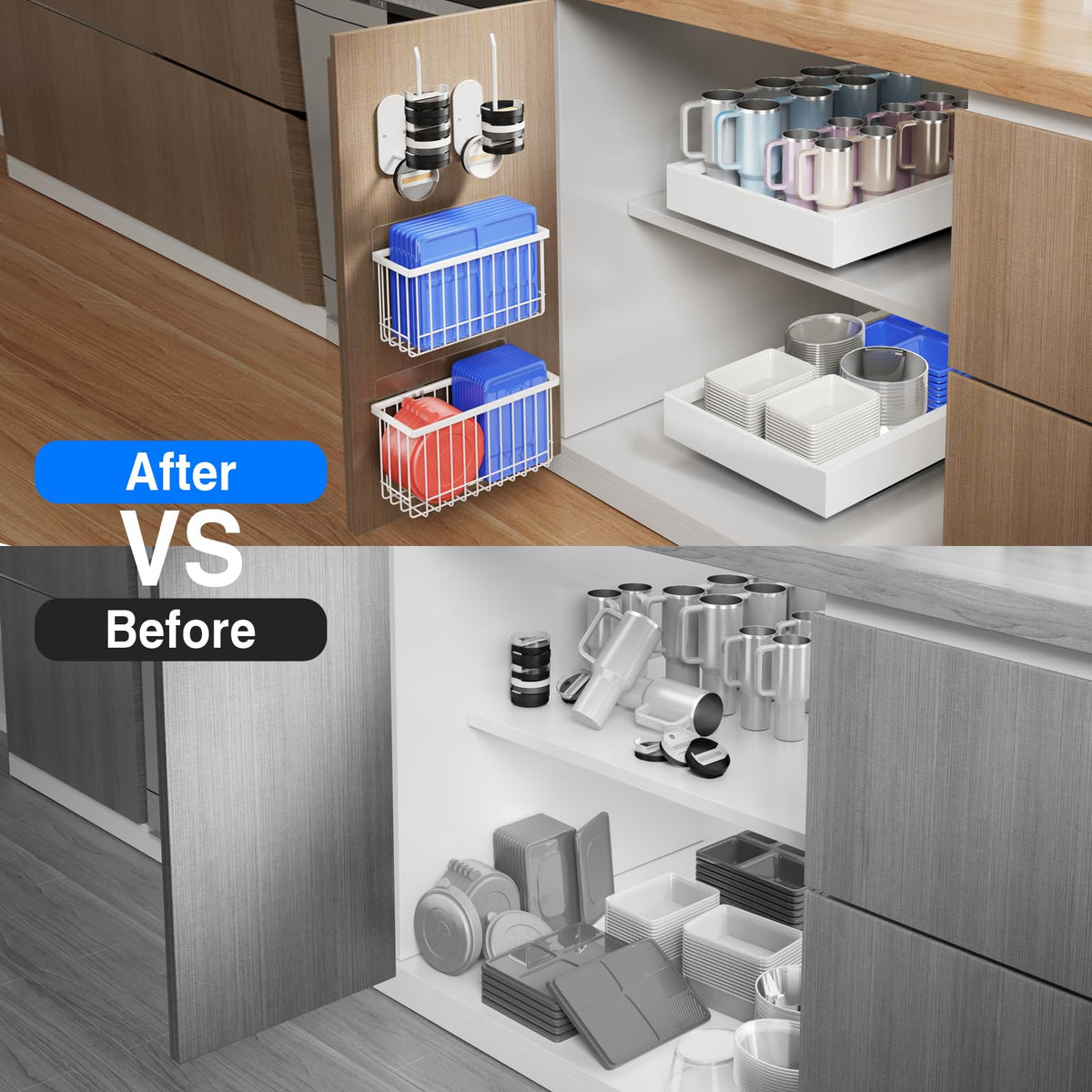 Mustorn dual-basket lid storage reduces clutter in slim spaces