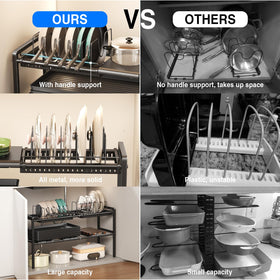 Mustorn large-capacity storage for trays, lids, and boards