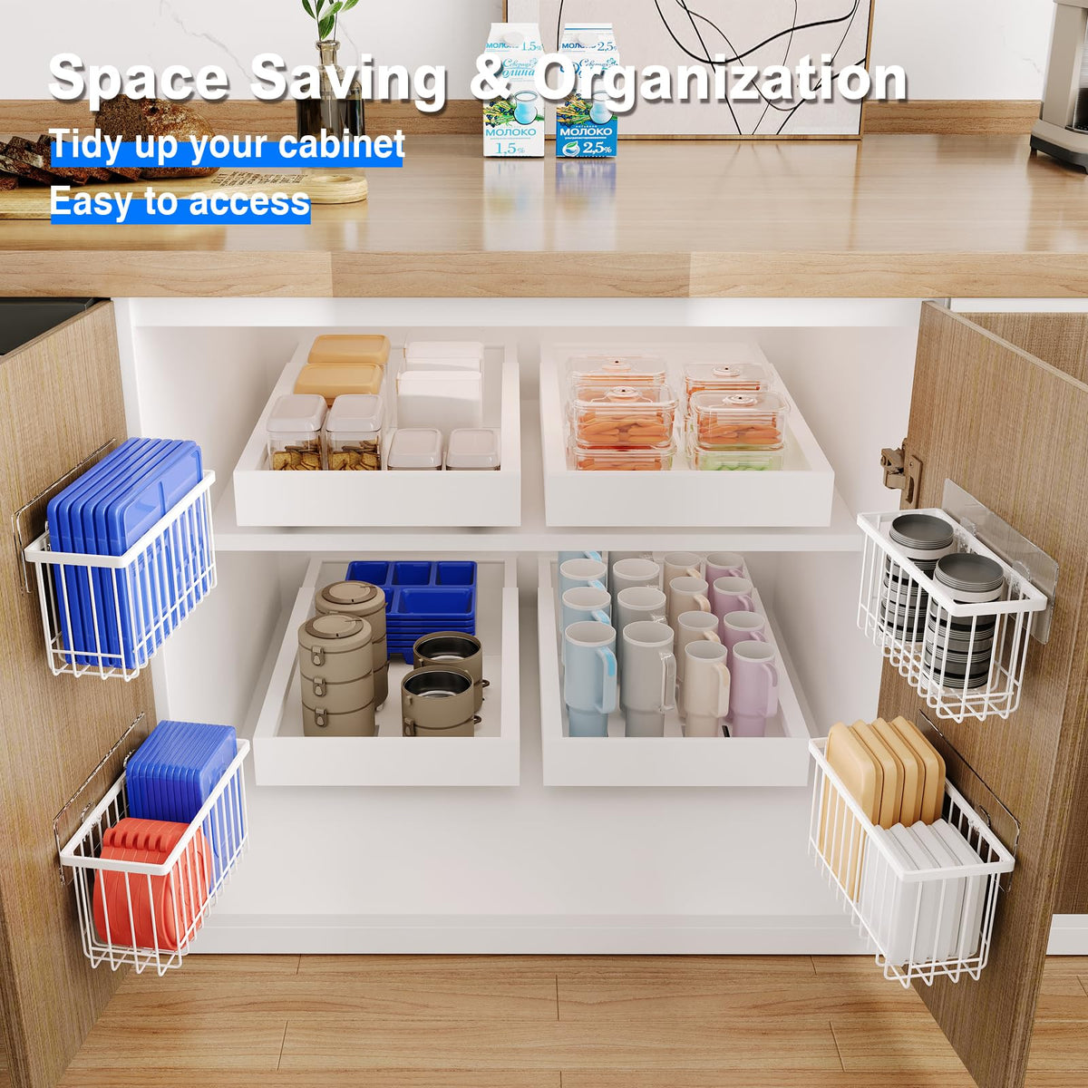 Mustorn lid organizer adhesive mount enables damage-free installation on walls or doors.