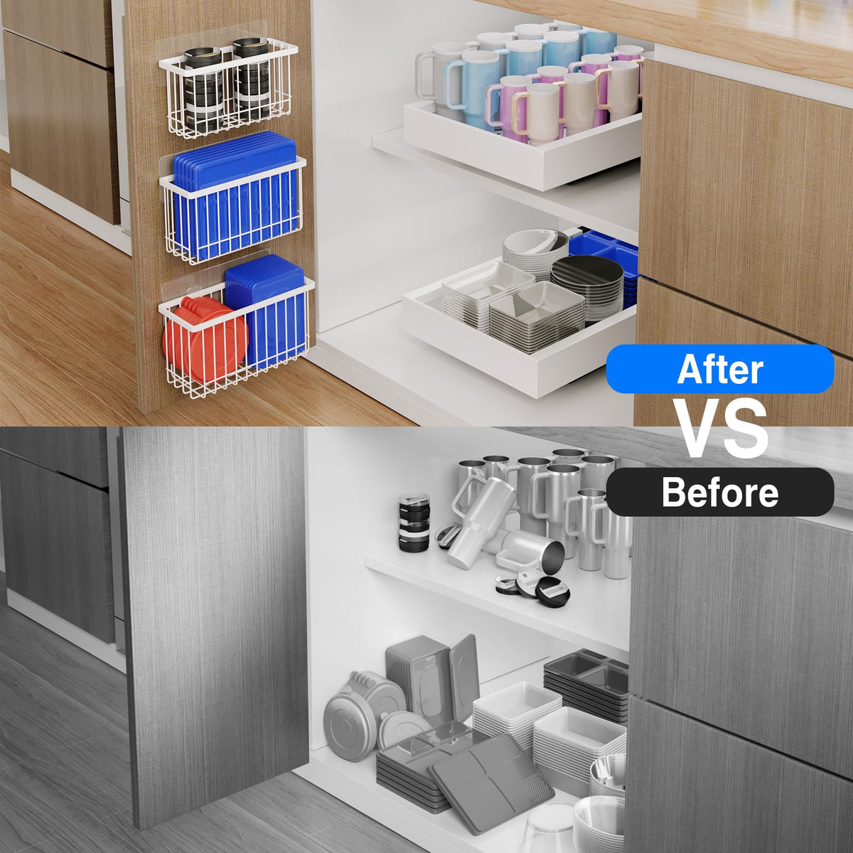 Mustorn package includes two baskets and two lid holders for versatile organization.