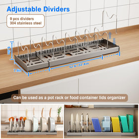 Mustorn with 9 adjustable stainless steel dividers for flexible storage.