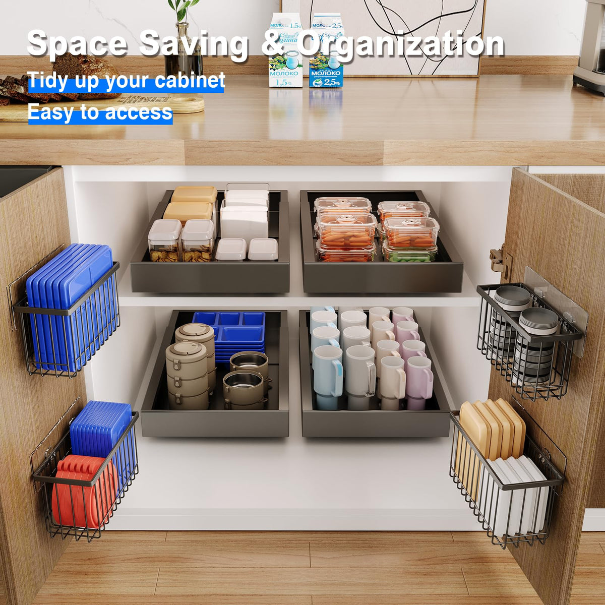 Mustorn storage cup lid holder keeps kitchen clutter under control.