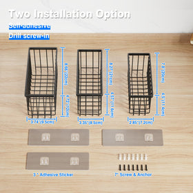 Mustorn two baskets and two lid holders maximize slim storage space.