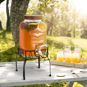 Mustry glass dispenser fits neatly in the fridge, saving counter space.