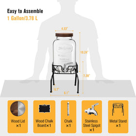 Mustry lemonade dispenser on a stand for mess-free party pouring.