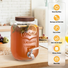 Mustry kombucha jar ready for fresh servings at gatherings.