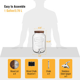 Mustry 1-gallon beverage dispenser ideal for sun tea and lemonade.