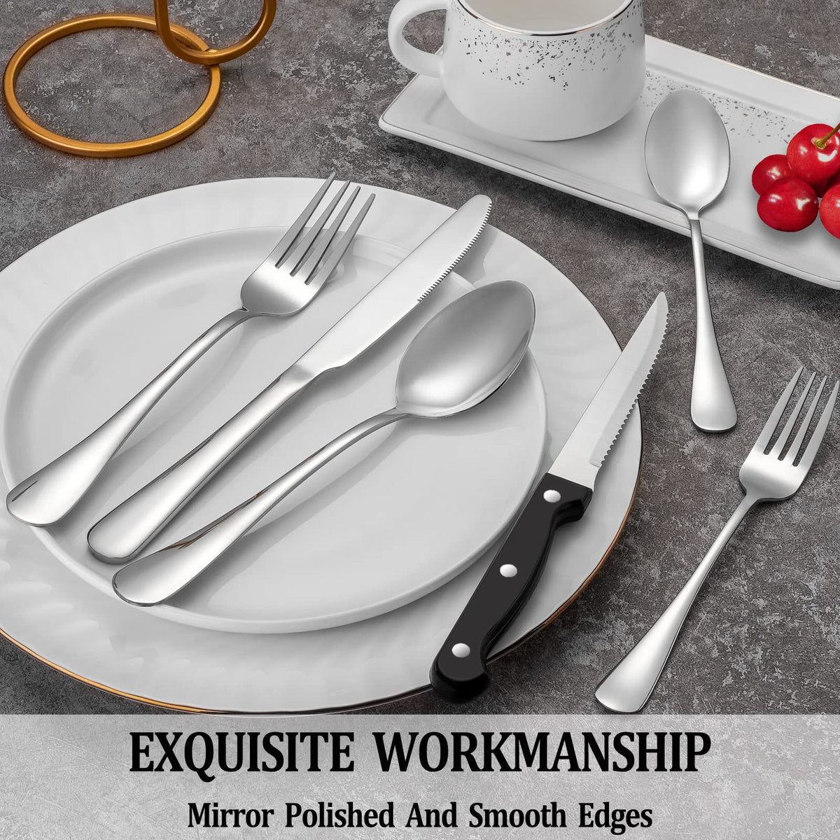 MUTNITT dinner spoons with smooth edges for soups and desserts