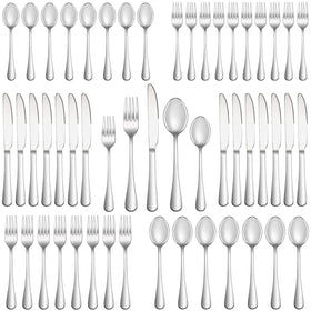 MUTNITT 60-piece silverware set with dinner forks, durable for daily meals.