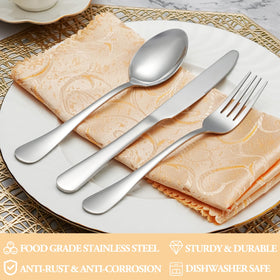 MUTNITT 60-piece silverware set with dinner knives, rust-resistant performance.