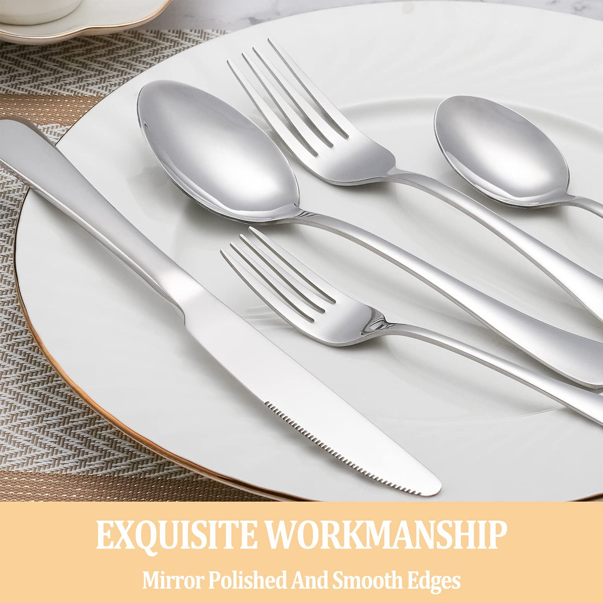 MUTNITT 60-piece silverware set for salad forks, balanced handles for comfort.