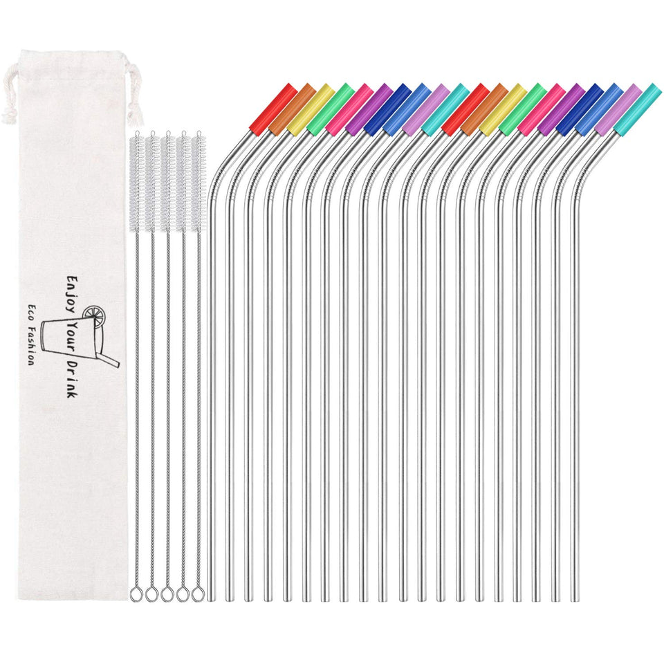 MUTNITT bent stainless steel straw 20-pack for everyday reuse fits most tumblers
