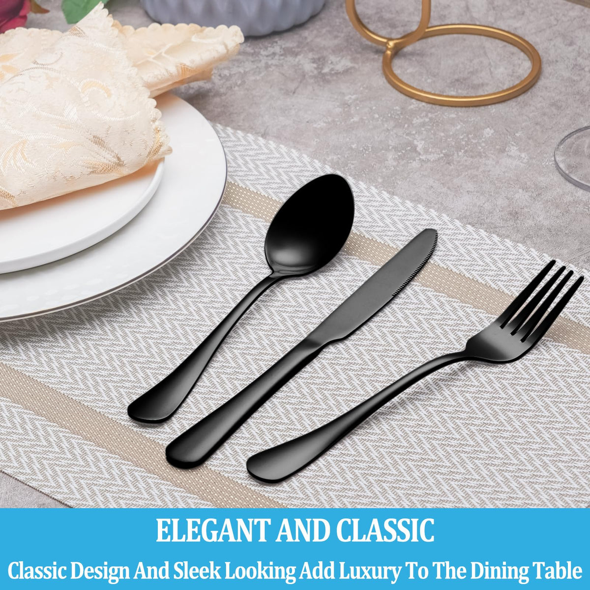 MUTNITT black silverware dessert/tea spoons for refined serving
