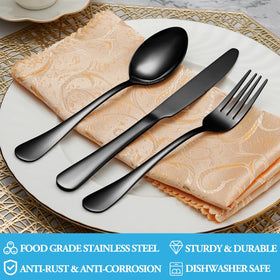 MUTNITT black silverware set with dinner knives for sturdy everyday meals