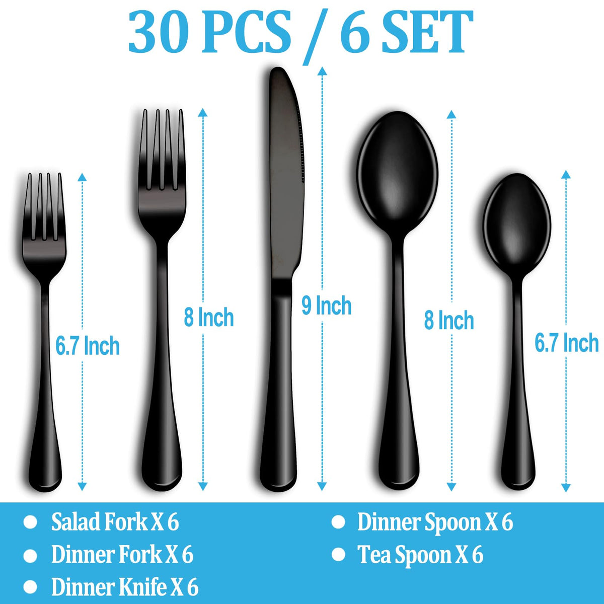 MUTNITT black silverware set with dinner spoons for elegant table use