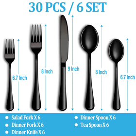 MUTNITT black silverware set with dinner spoons for elegant table use