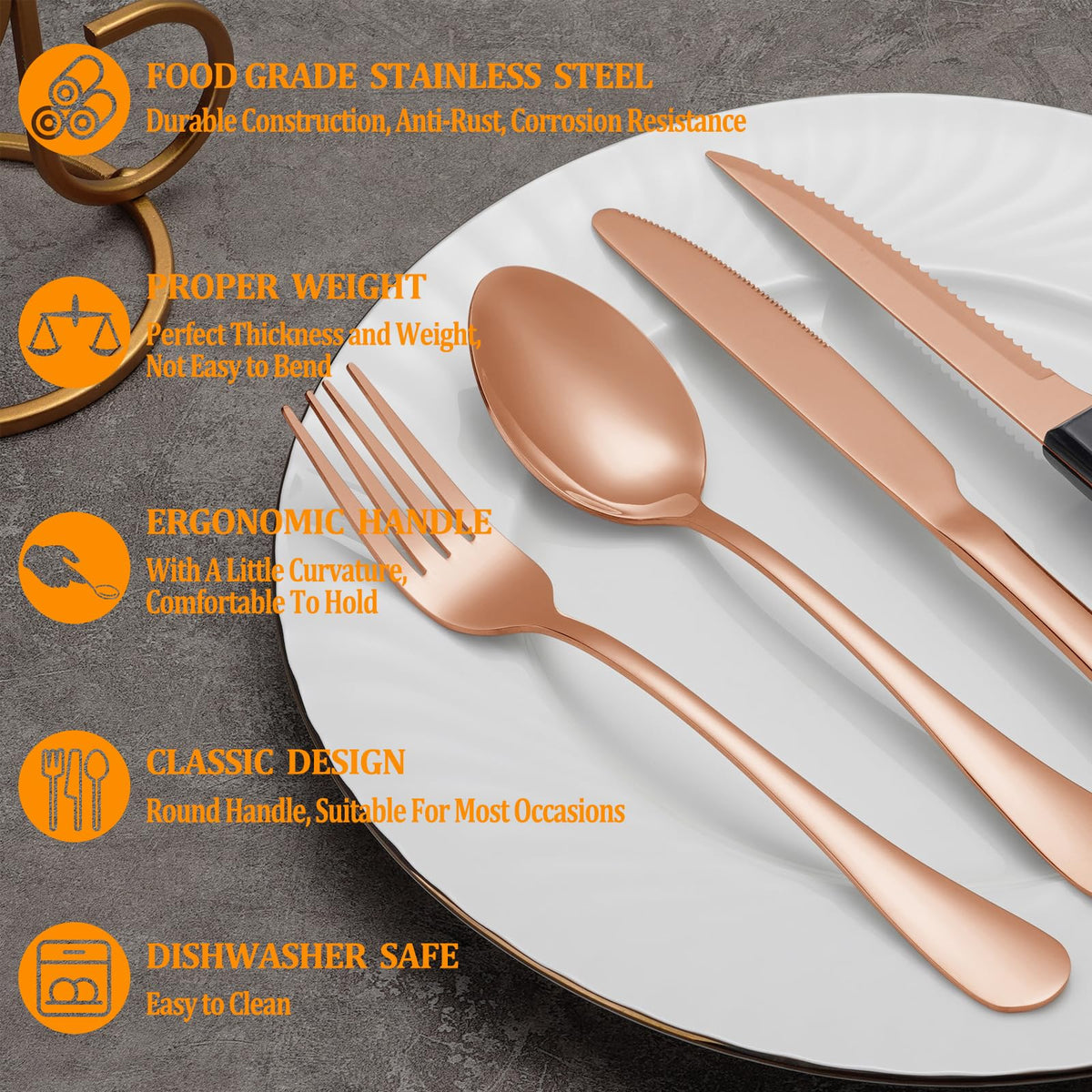 MUTNITT rose gold dinner forks – balanced grip for comfortable meals