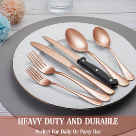MUTNITT rose gold flatware with ergonomic handles – comfortable meals
