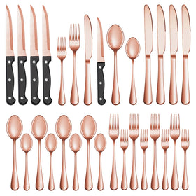 MUTNITT rose gold silverware set 24 pcs – elegant dining for family meals