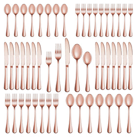 MUTNITT rose gold silverware set for six featuring dinner forks for refined dining.
