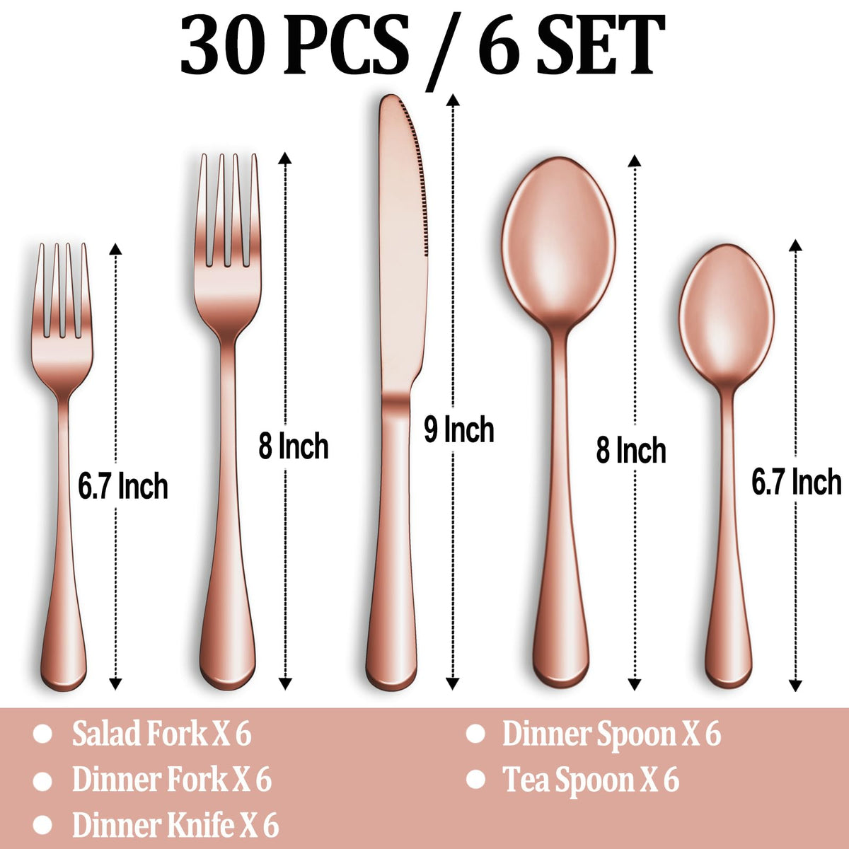 MUTNITT rose gold dinner spoons designed for comfortable everyday meals.