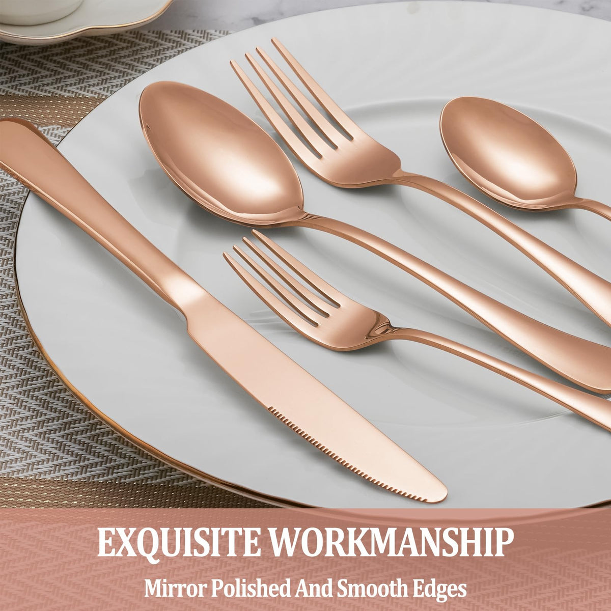 MUTNITT rose gold salad forks with elegant balance for salads.