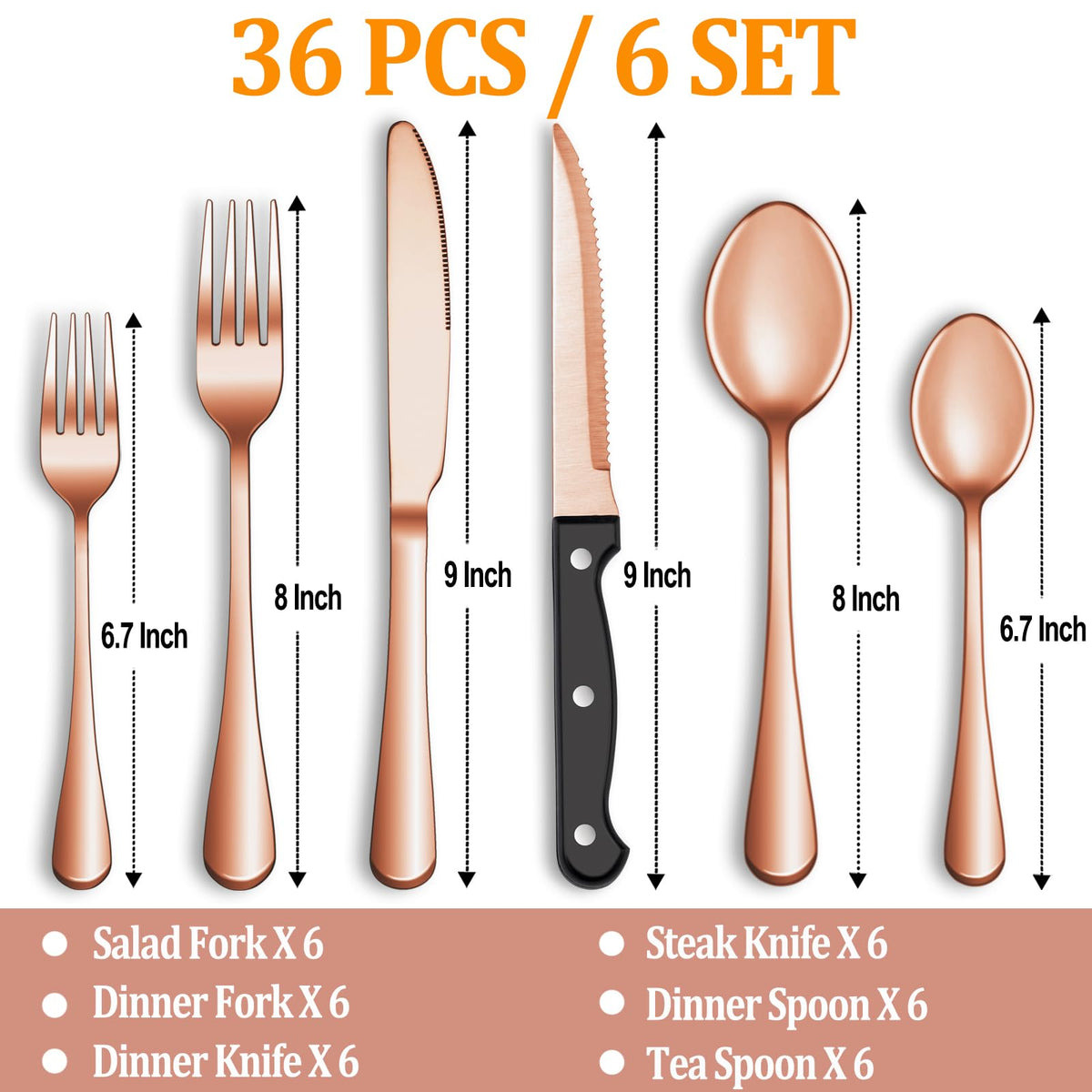 MUTNITT rose gold steak knives – precise, clean cuts for tender steaks