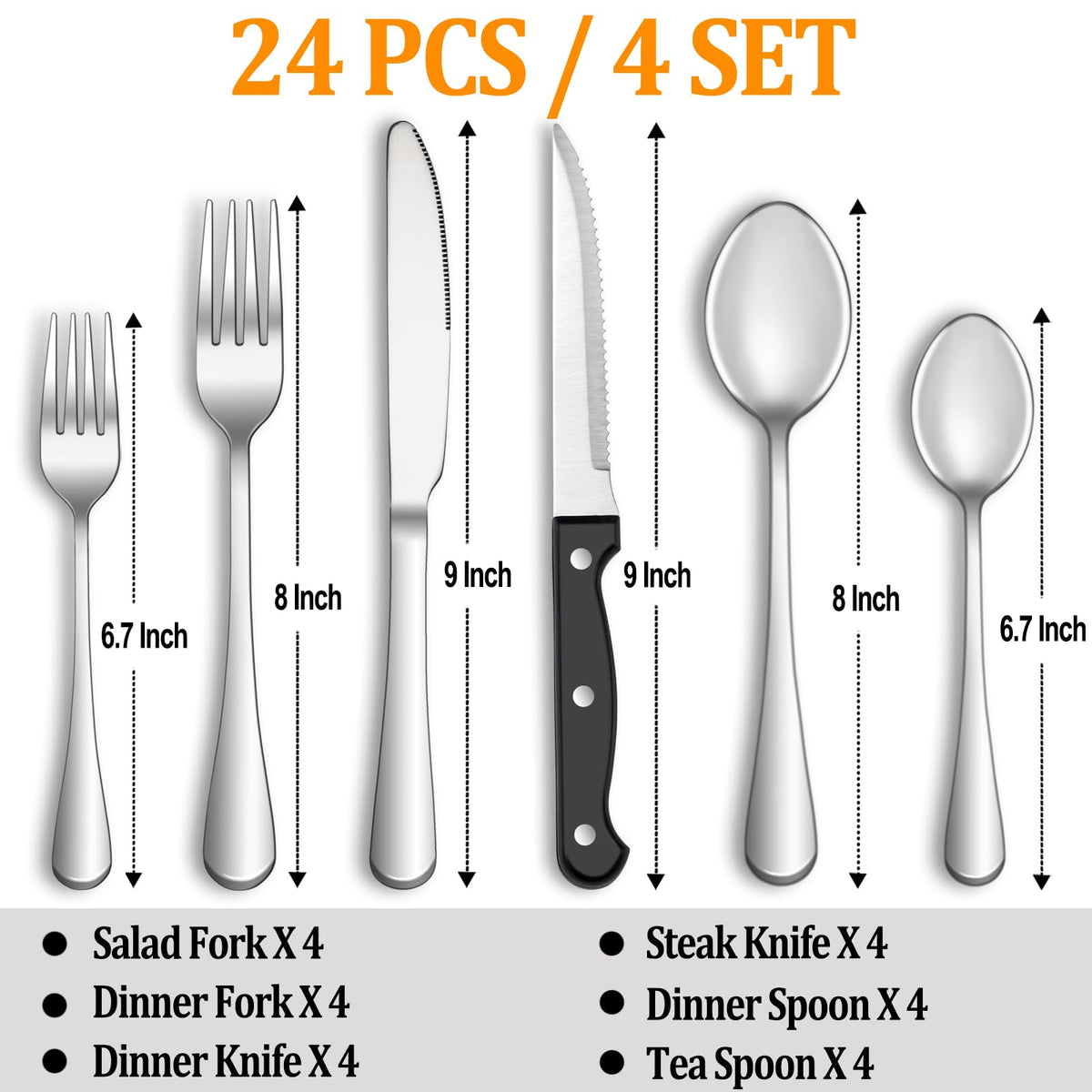MUTNITT steak knives deliver sharp cutting edge for tender steaks and comfortable handling.