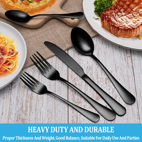 MUTNITT black silverware on table setting highlighting mirror finish