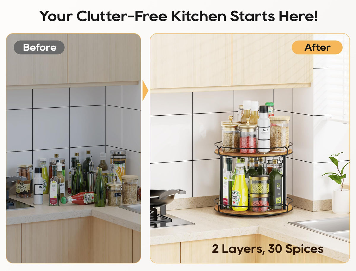 MUTUALUS Lazy Susan rotation mechanism demonstrates effortless reach for pantry items