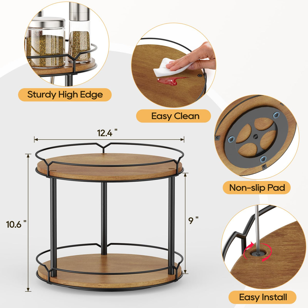 MUTUALUS Lazy Susan kitchen counter setup highlights stylish space-saving organization
