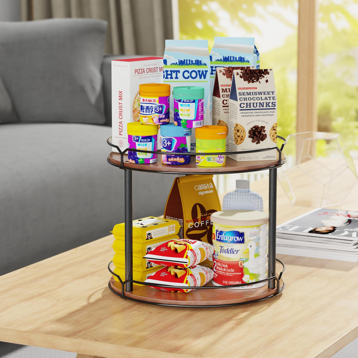 MUTUALUS Lazy Susan vanity display adds farmhouse charm while saving counter space
