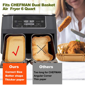 Mutvle dual-basket liner for two baskets keeps fryer clean while cooking.