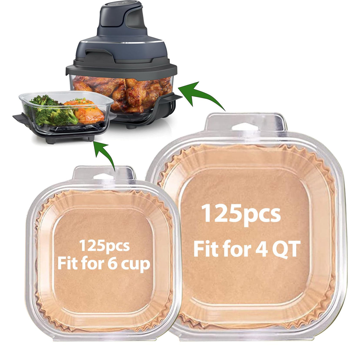 Mutvle Ninja Crispi liners for 4Qt large containers keep meals clean and easy to lift.