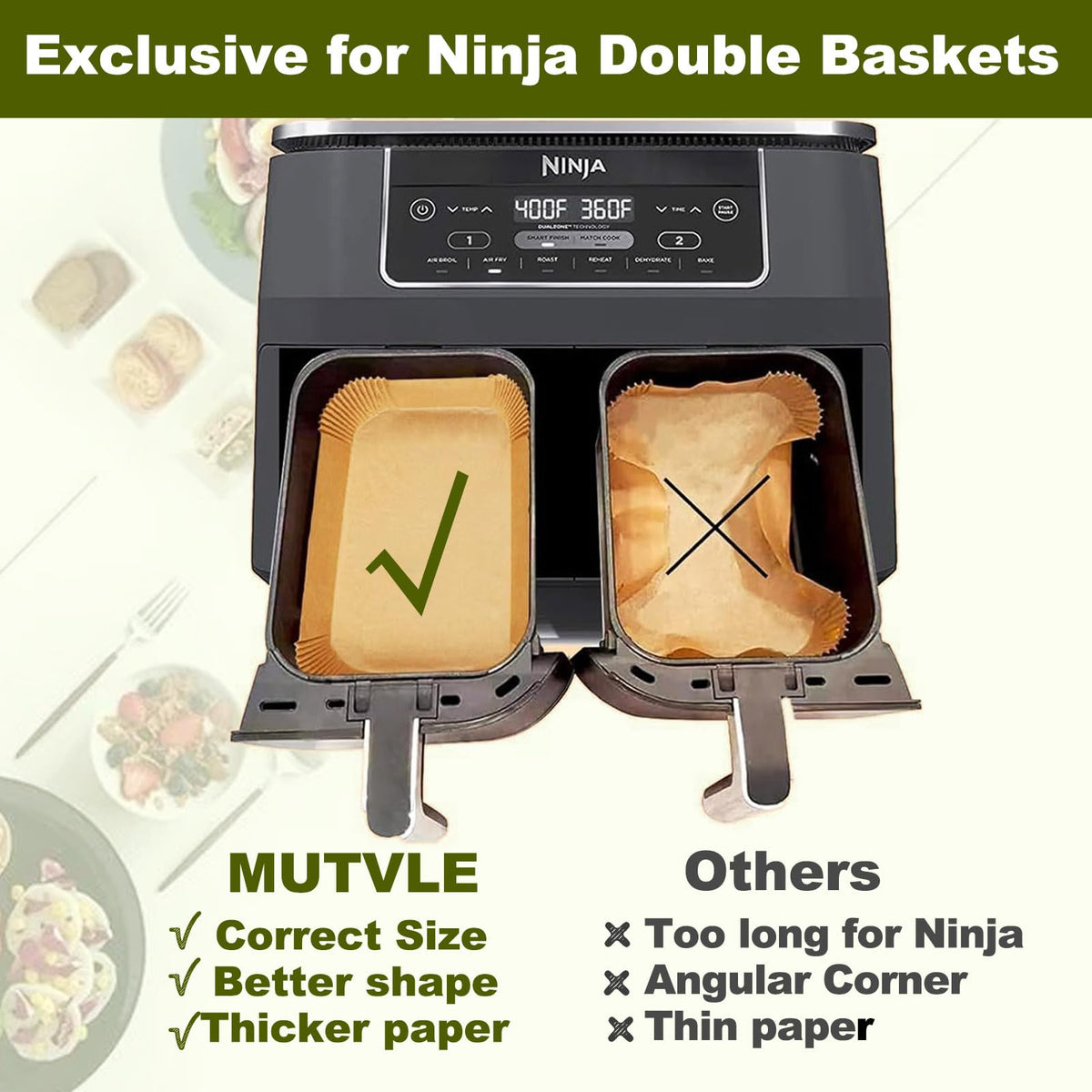 Mutvle Ninja DZ201 liner rectangle ready for lining and residue-free baking