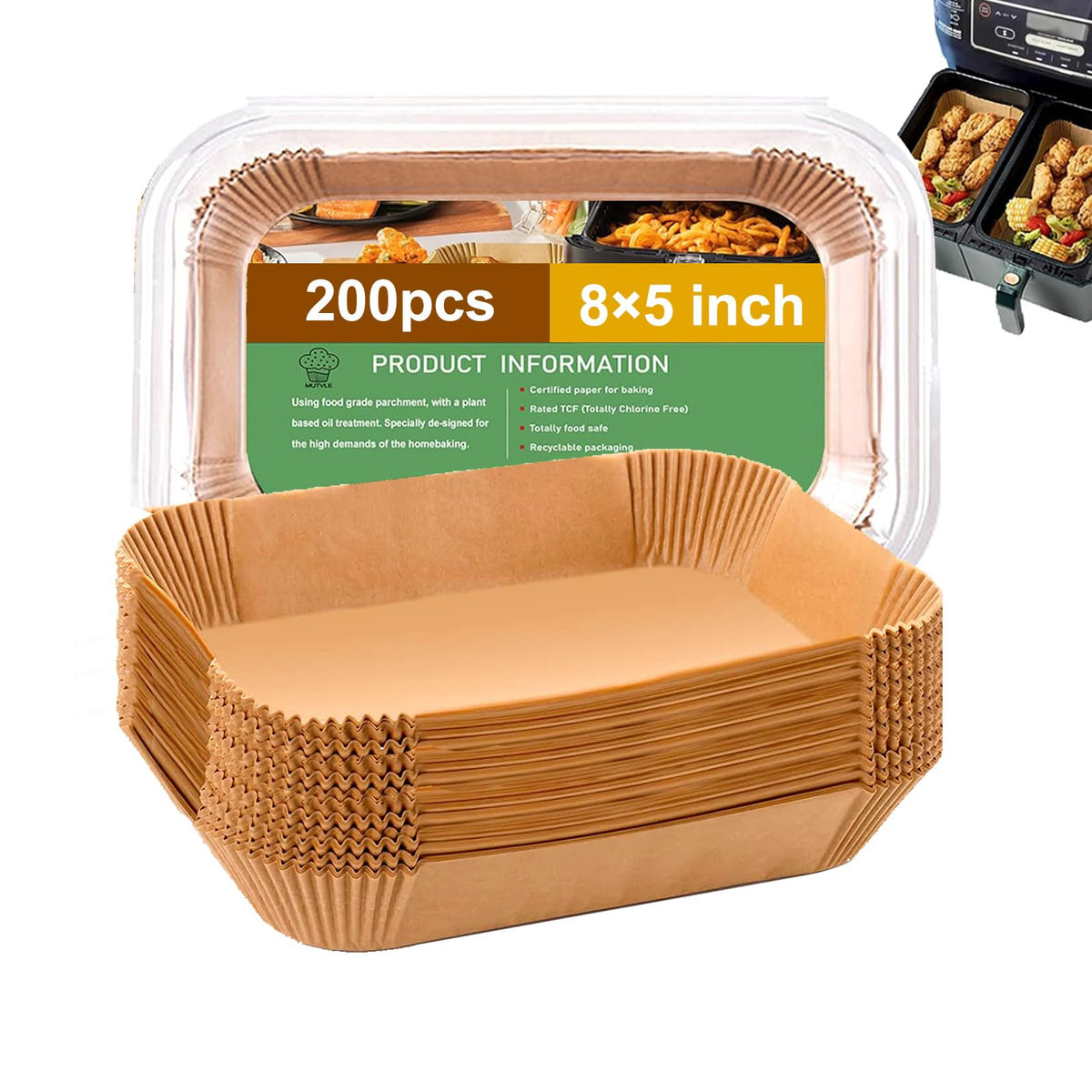 Mutvle rectangle air fryer liner for dual basket prevents sticking and simplifies cleanup.