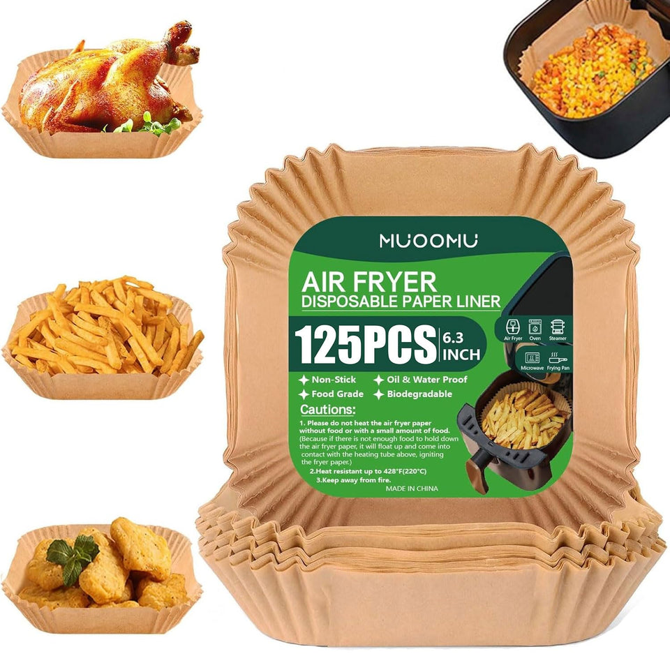 MUOOMU air fryer liner square 6.3in in packaging for easy use