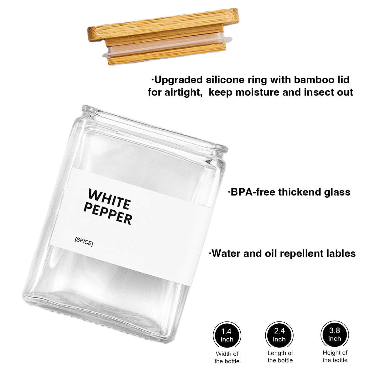MUVEKA airtight seal on bamboo lid preserves aroma and freshness