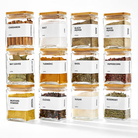 MUVEKA square spice jars provide modern style and gift-ready appeal