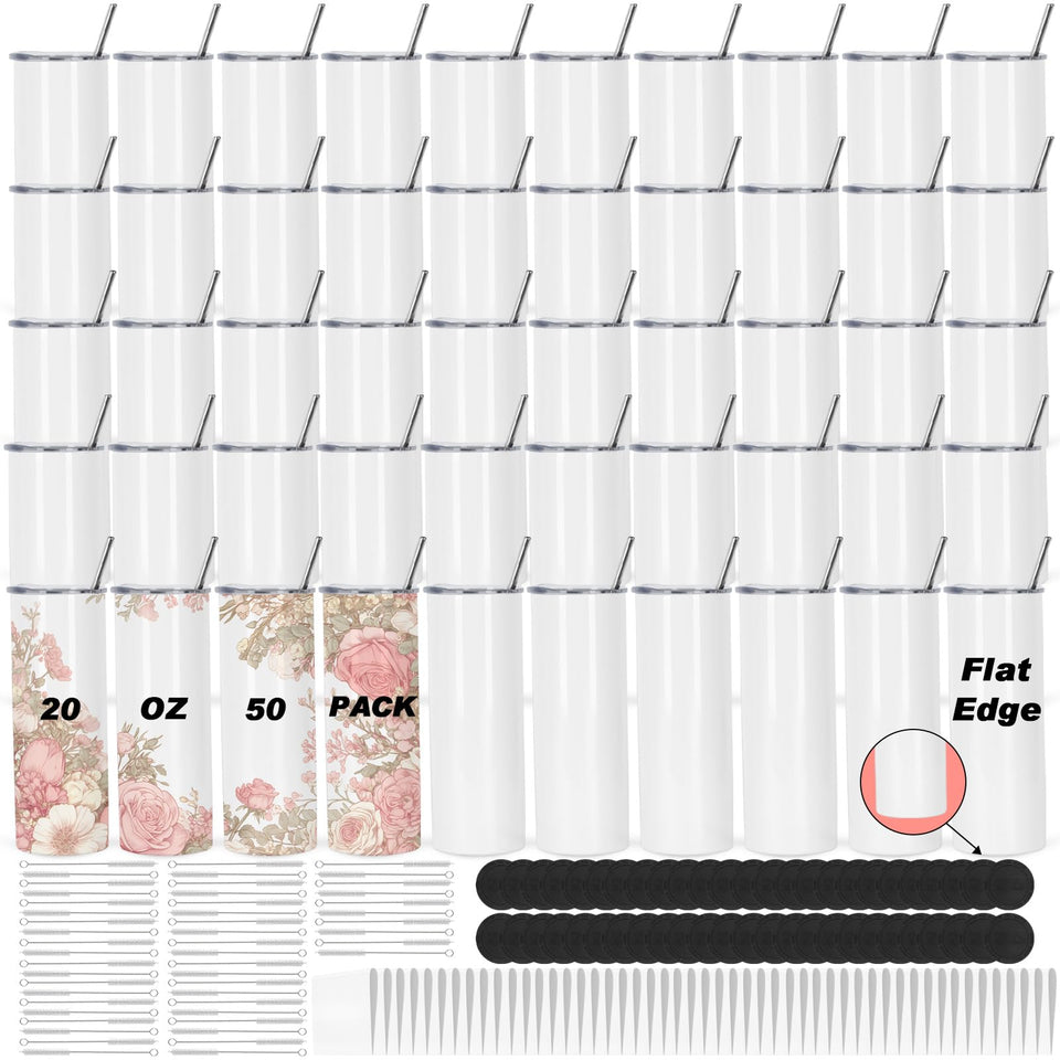 Muwnrol flat-edge 20oz tumbler with vibrant sublimation transfer for crisp designs