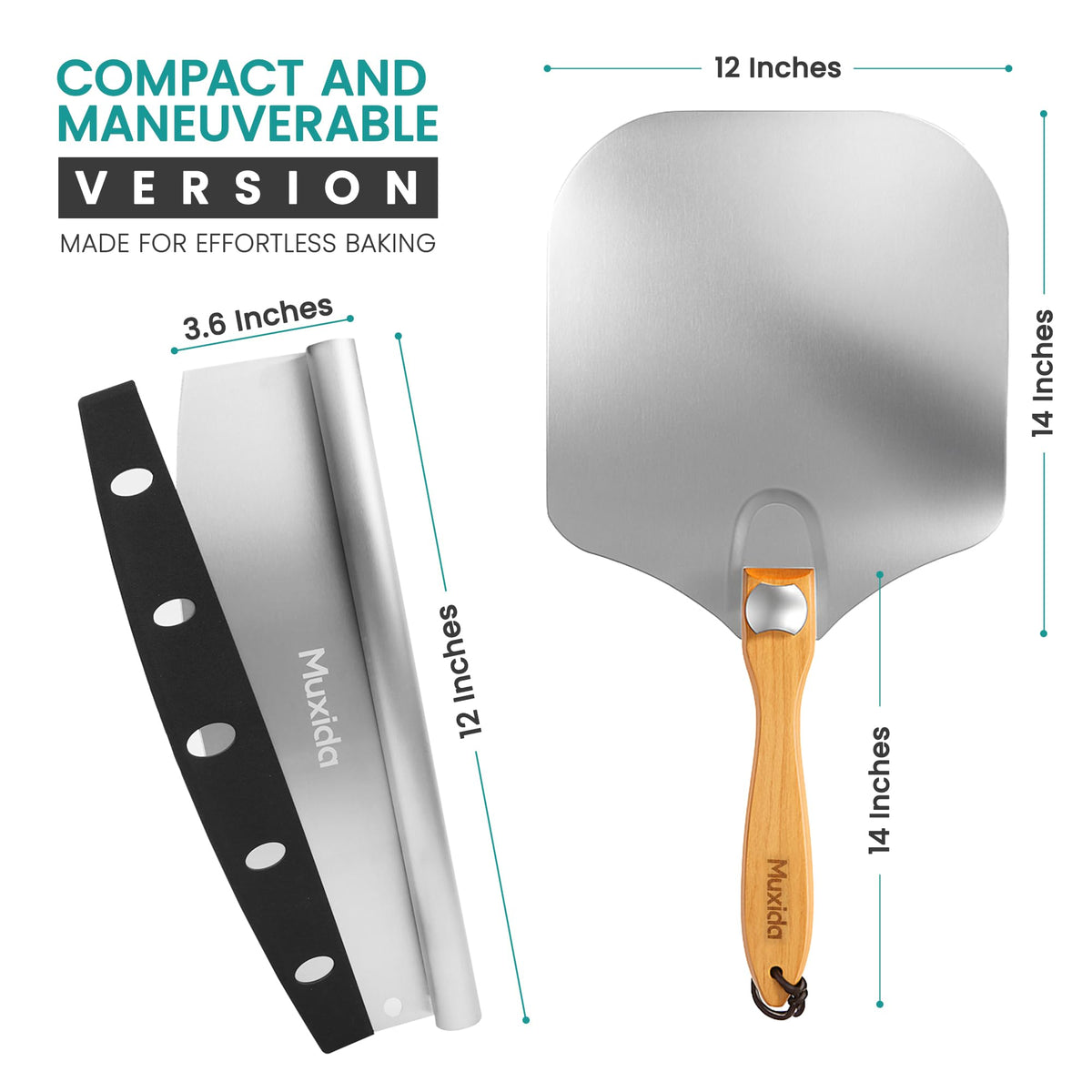 Muxida foldable wooden handle provides comfortable grip and compact storage.