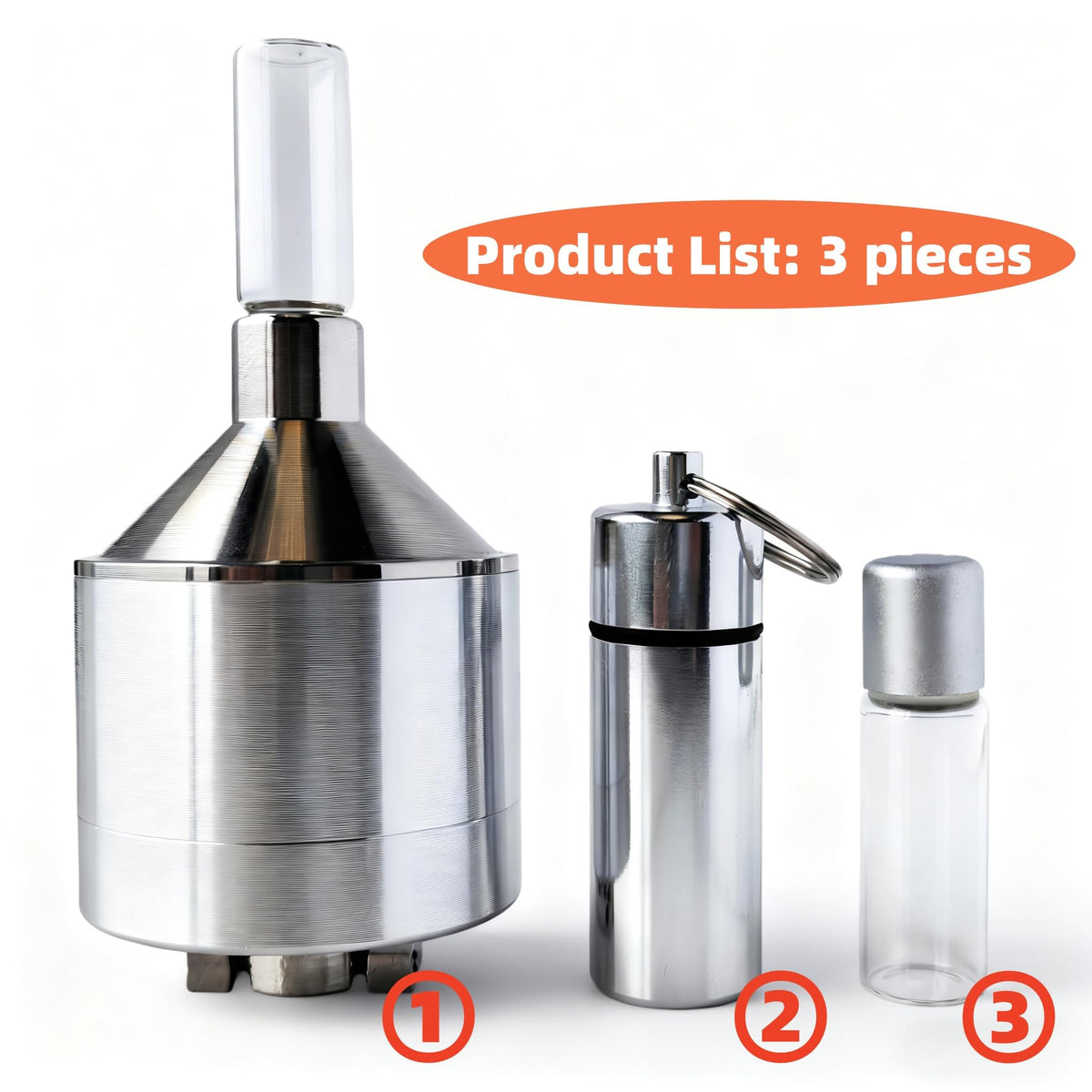 MuYuDaDi Spice Grinder silver close-up, detachable parts aid thorough residue removal.