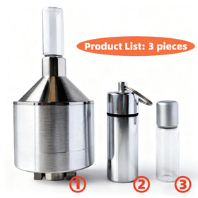 MuYuDaDi Spice Grinder silver close-up, detachable parts aid thorough residue removal.