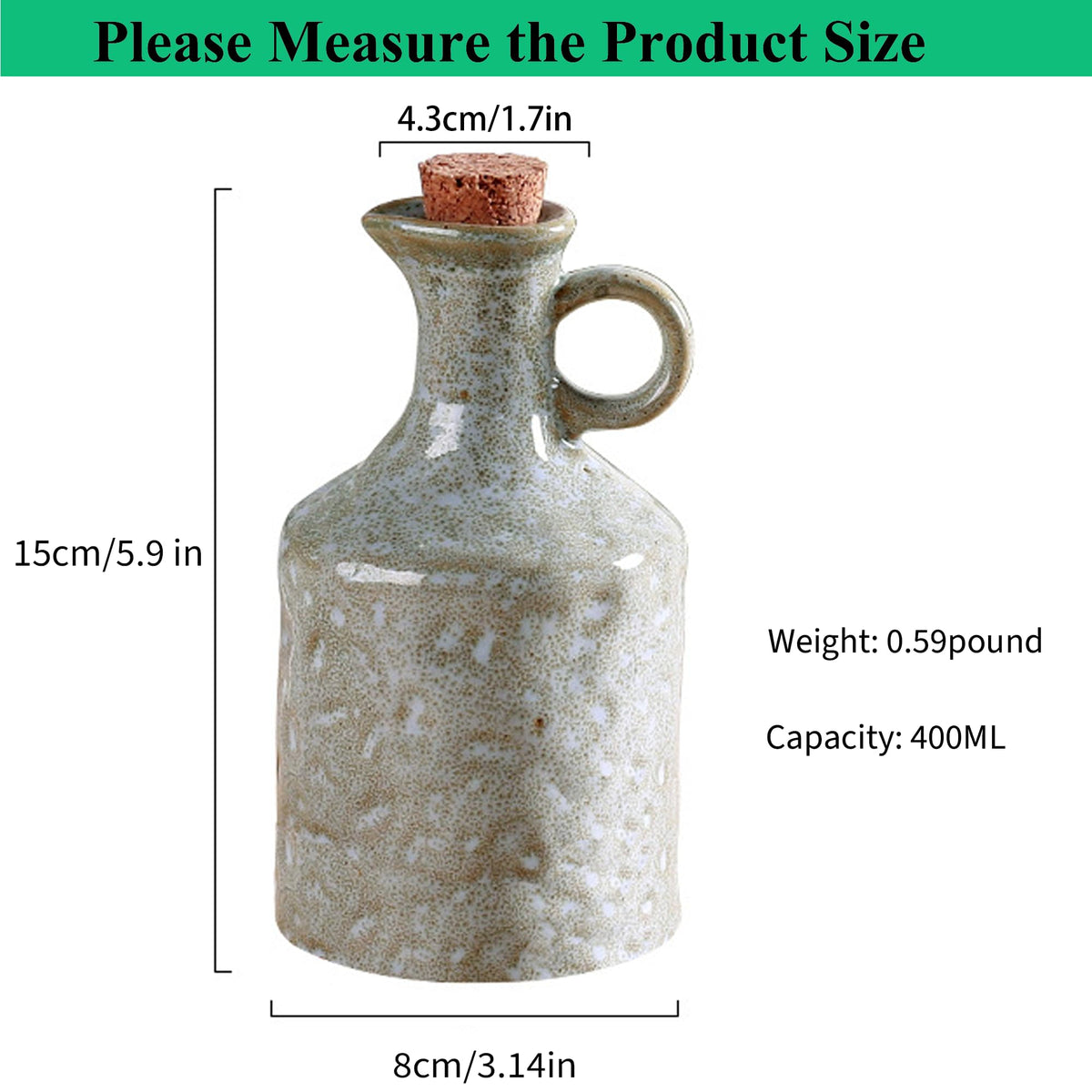 MuyuRise olive oil dispenser highlighting small spout for controlled pours and minimal drips.